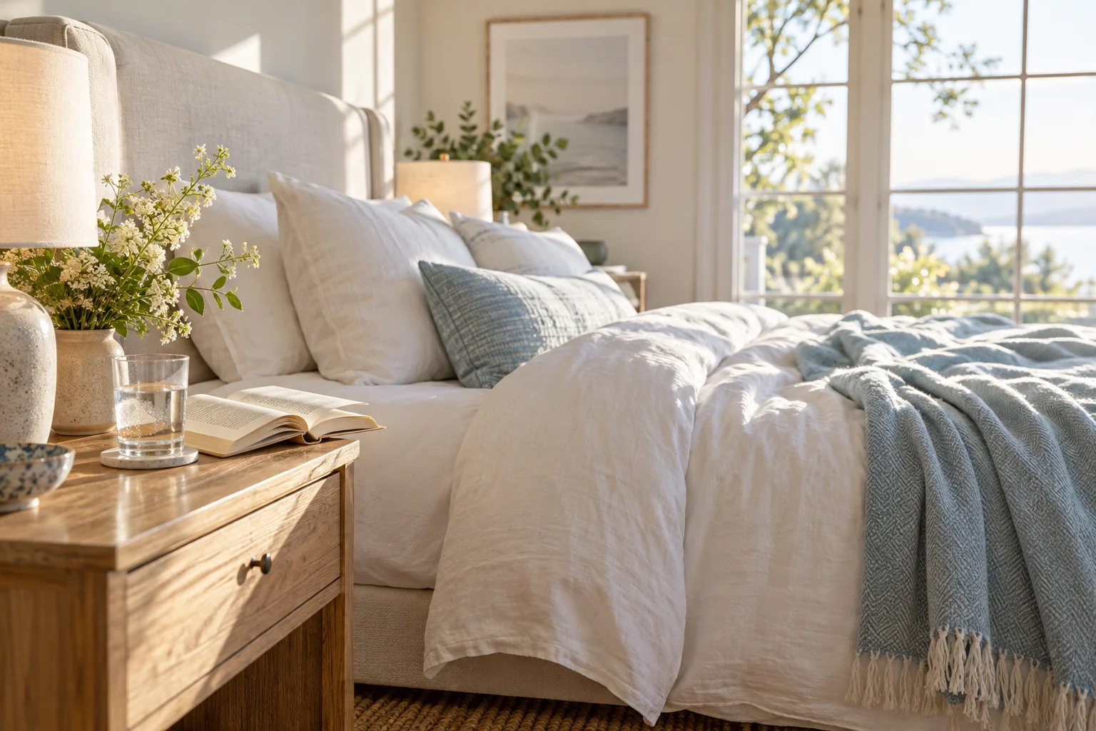 Peaceful bedroom and morning routine